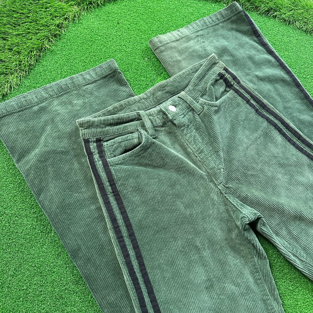 Joe's Jeans The Molly High Waist Flare Corduroy Striped Green Pants - 4 - Picture 2 of 7